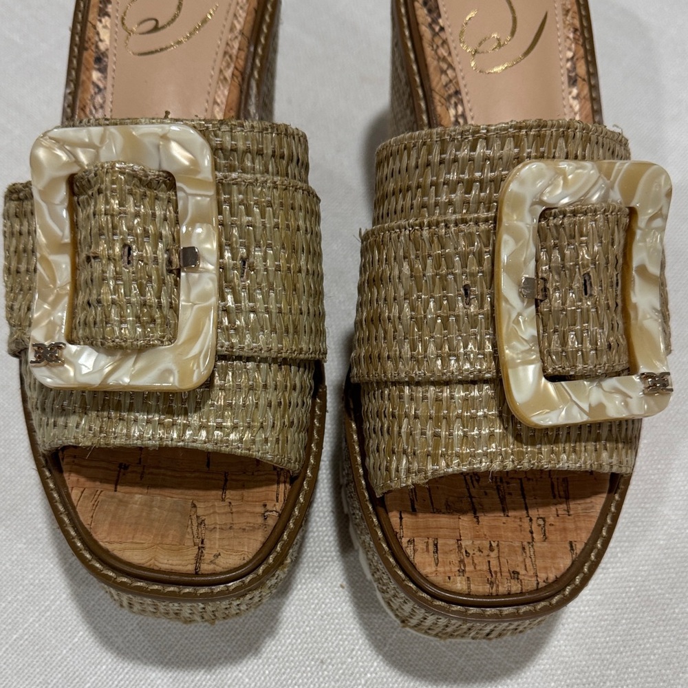 Sam Edelman Olive Woven Slide Sandals with Pearlized Buckles - Picture 8 of 8